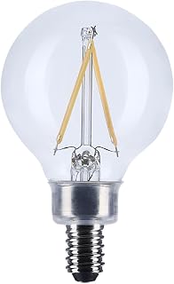 Satco 3W LED G16.5 Globe Light Bulb 3000K Soft White 200 Lumens Clear Finish E12 Candelabra Base Dimmable 300 Degree Beam Enclosed Fixture Rated Wet Location 120V S12471 (24 Pack)
