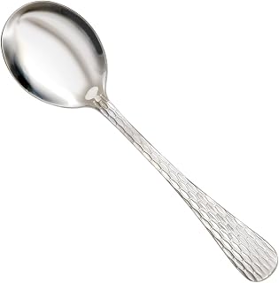 Winco Stainless Steel Bouillon Spoon, Caspian Pattern (Set of 12) | Comfortable grip, Restaurant service, Great for Soup, Broth, Noodles and Tasting Service