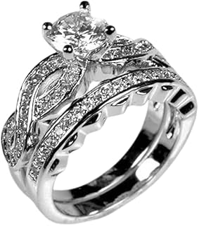 2.50 Ct Round Infinity Twisted Engagement Ring Set Half Eternity Channel Setting Matching Promise Ring 14K White Gold Plated Anniversary Jewelry 925 Sterling Silver Ring For Her