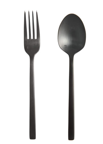 Arezzo 2 Piece Serving Set by Fortessa – 2 Piece Serving Set, Stainless Steel, Brushed Black, Model 2PPS-6B165-05