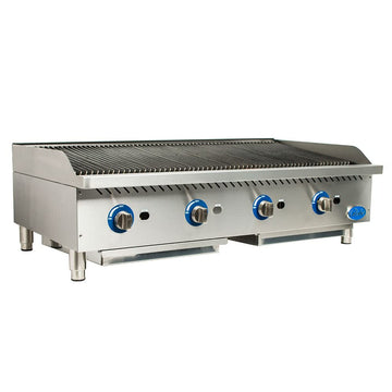 Food Equipment Countertop 48" S/S Radiant Gas Charbroiler by Globe – Stainless Steel, Model GCB48G-SR