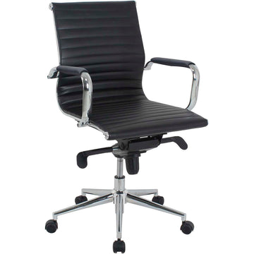 Bonded Leather Conference Chair by Global Industrial – Aluminum, Black, Model 9250M-ANT
