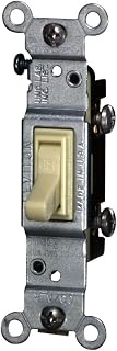 Leviton 15 Amp, 120 Volt, Toggle Co/Alr Single-Pole AC Quiet Switch, Residential Grade, Grounding, 2651-2I, Ivory