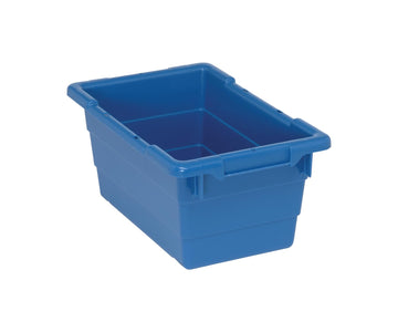 Quantum Cross Stack Tub with Built-in Handle Grip and Bottom Groove | Industrial Storage for Warehouse Healthcare | 3.85 Gallon Capacity | 23-3/4"L x 17-1/4"W x 8"H by QUANTUM