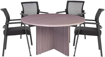 Boss Office Products 42" W Conference Table with 4 Guest Chairs in Driftwood