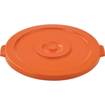 32 Gallon Plastic Trash Can Lid by Global Industrial – 22-1/4" Diameter x 1-3/8"H, 32.0 gallons, Polyethylene Resin, Bright Orange, Model 240461BOR