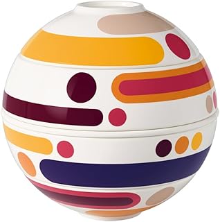 Villeroy & Boch Iconic La Petite Boule Miami Snacking Set, 5 Piece | White and multicolored porcelain set made in Germany, dishwasher and microwave safe, serves tapas and dips