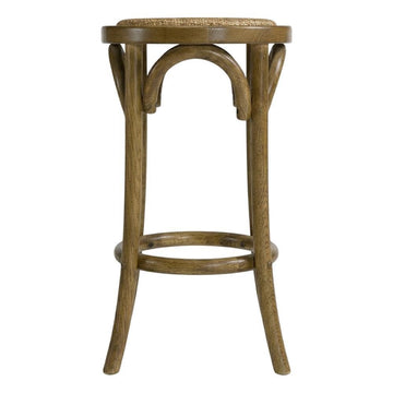 Walnut Backless Counter Stool by Furnifact – Elm Wood, Rattan, Elm, Brown