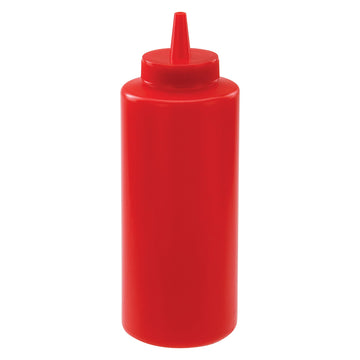 12 oz Red Plastic Squeeze Bottles by Winco – 12 Ounces, Plastic, Red, Pack of 6, Model PSB-12R