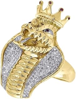 SilverDia 2 Ct Round Cut Diamond King Cobra Snake Crown Ring 14K Yellow Gold Plated Animal Inspired Snake Head Ring 925 Sterling Silver King Cobra Ring Handmade King Cobra Rings Gift For Him