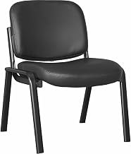 Lorell LLR84595 Deluxe Leather 4-Leg Guest Chair with Armless Leather & Plywood Seat - Black