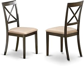 Furnifact Solid Wood X-Back Dining Chair with Microfiber Seat, Upholstered Kitchen Chair for Dining Room Table and Chairs Set of 2