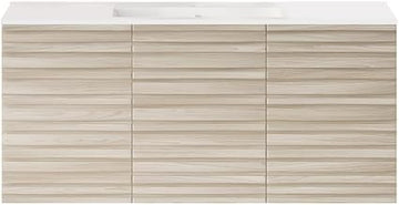 Swiss Madison Cascade 48" Wall-Mounted Bathroom Vanity in White Oak with Sink Top