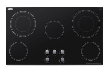 Summit 36" Electric Cooktop by Summit Appliance – 36-Inch, Ceramic Glass, Black, Model CR5B36MB