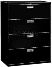 HON Brigade 600 Series Lateral File, 4 Drawers, 53 1/4"H x 42"W x 19 1/4"D, Black