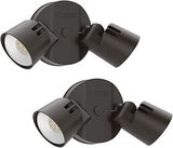 Lithonia Lighting HomeGuard 2-Light LED Outdoor Flood Lights, Wall or Ceiling Mount Outdoor Lights, 4000K Cool White, Round Heads, Dark Bronze, 2-Pack (HGX LED 2RH 40K 120 DDB CP2 M2)