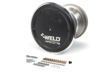 Wheel, 42 Spline Magnum, 15 x 17 in, 6.000 in Backspace, 42 Spline, Bead Lock, Cover Included, Aluminum, Black Anodize/Polished, Each by Weld Racing – Model 735B-51756BC-6