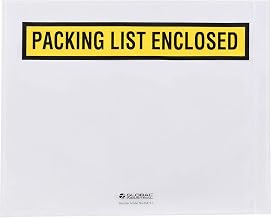 Global Industrial Panel Face Envelopes, "Packing List Enclosed", 12"L x 10"W, Yellow, 500/Pack