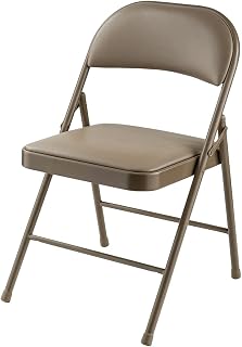 National Public Seating 951 Commercialine Vinyl Padded Folding Chair, Beige(4 Pack)
