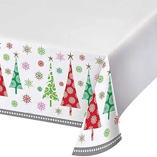 Creative Converting Contemporary Trees Plastic Tablecloth, 54" x 102", Multi-color