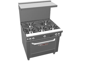 Southbend 36" Ultimate Restaurant Gas Range w/ 3 Non-Clog Burners Front by Imperial – 36 inches, Stainless Steel, Stainless-Steel, Model 4365A