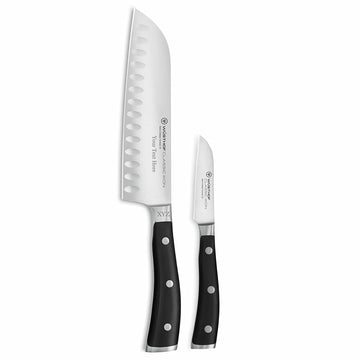 Wusthof Classic Ikon - 2 Pc. Asian Knife Set - Custom Engraved by Wüsthof – 2 pc Set Engraved, stainless steel, Black and Silver, Pack of 2