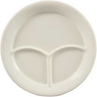 CAC China CMP-21 Stoneware Round Plate with 3 Compartments, 12-Inch, American White, Box of 12