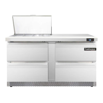 Continental SW60-12M-D Mighty Top Sandwich Unit 4 Drawers 60in by Continental Refrigerator – 17.0 cubic_feet, Metallic, Model SW60-12M-FB-D