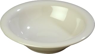 Carlisle FoodService Products Sierrus Reusable Plastic Bowl with Rim for Buffets, Restaurants, and Home, Melamine, 12 Ounces, Bone, (Pack of 24)