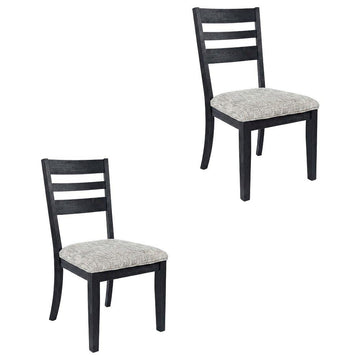 Upholstered Ladderback Dining Chairs Set of by Starlight Canyon Home – Acacia, Dark Charcoal, Pack of 2
