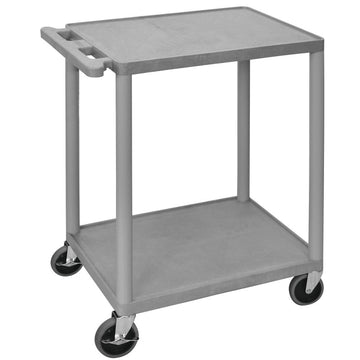 Luxor Grey Plastic 2-Shelf Utility Cart - 24"L x 18"W x 33"H by LUXOR CORPORATION – Plastic, Gray, Model 812552016916