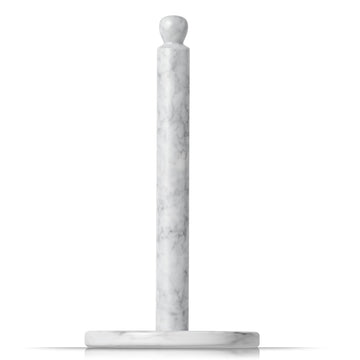 Marble Paper Towel Holder Countertop Stand in White by Modern Innovations – 6.75" Diameter x 12.5" Height, Marble, Model 1295