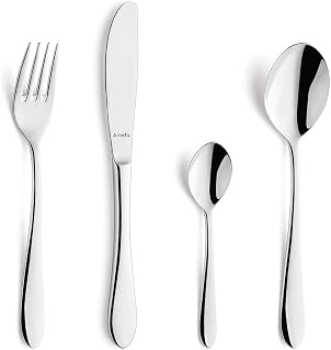 Amefa CHOPIN Cutlery Set for 6 People, Stainless, Polished and Dishwasher Safe, Tableware, Dining Cutlery with Storage Box, 18/10 Stainless Steel, Silver, 24-Piece