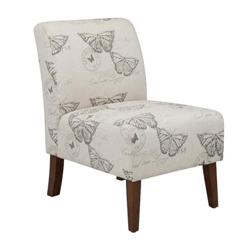 Brown Linen Butterfly Lily Chair by Furnifact – Eucalyptus Wood, Local Hardwoods, Fabric, Foam, Rubberwood,Plywood, Brown