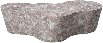 Starlight Canyon Home Brown Marble Finish Concrete Coffee Table, Art Deco Style, Flat Leg Base, Durable, Modern Design for Living Room