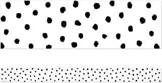 Teacher Created Resources Black Painted Dots on White Straight Border Trim (TCR7083)