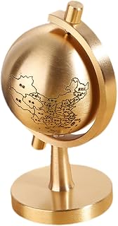 Abaodam Rotating Small Brass Globe with Stable Base Compact Desktop Globe Ornament for Home Office and Bedroom Decor Brass Material Tabletop Decoration