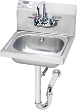 Krowne HS-4 Hand Sink, wall mount, 15-3/4" x 15-1/4" x 13-3/8"H OA, 7-3/4"H backsplash, 12-1/2" wide x 9-3/4" front-to-back x 5-5/8" deep bowl, 4" OC splash mount gooseneck faucet (low lead compliant)