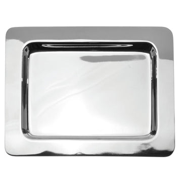 Serving Tray Silver Stainless Steel - 10" L x 8" W x 3/4" H by HUBERT – 10" x 8" x 0.8", Stainless Steel, Silver, Model TR08008188