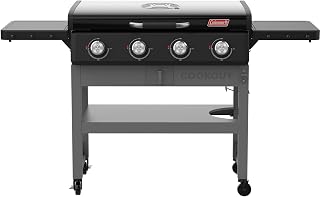 Coleman CO-550GG, Cookout 4-Burner Propane Gas Griddle with Lid, 50,000 BTU Flat Top Grill, 720 sq in Cooking Surface, Outdoor LP Griddle Station