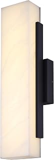 Canarm Purecal LED Outdoor Sconce, 17-Inch Black Finish Wall Mount with Marbled Shade Integrated 3CCT Lighting for Patio, Porch and Entryway