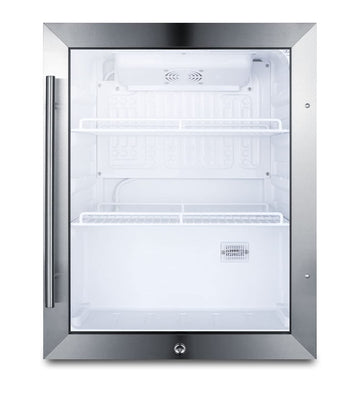 Summit Compact Beverage Center; Stainless Steel by Summit Appliance – 2.1 cubic_feet, Glass / Black, Model SCR314L