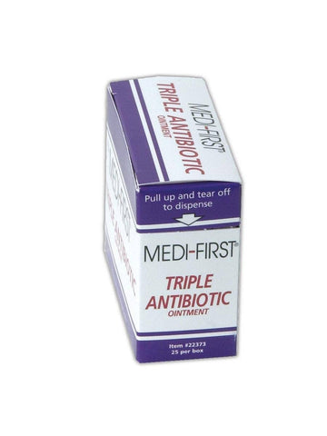 Medi-First Triple Antibiotic Ointment by Medique – Standard, White/Blue, Pack of 25, Model MP22373