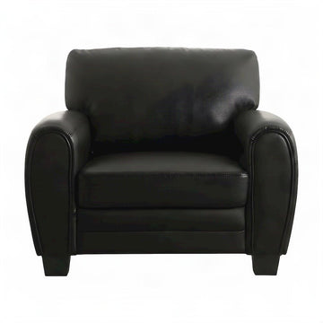 Faux-Leather Upholstered Armchair with Padded Seat and Arms by Starlight Canyon Home – Faux Leather, Black