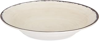 Carlisle FoodService Products Mingle Reusable Plastic Bowl Cereal Bowl with Pottery Style for Home and Restaurant, Melamine, 33 Ounces, Cream (Pack of 6)