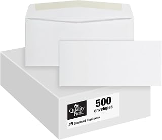 Quality Park #9, Letter Size White Mailing Envelopes, 3-7/8 x8-7/8 Inch, No Window Business Envelopes, Gummed Closure, 500/Box (QUA90090) (Pack of 5)