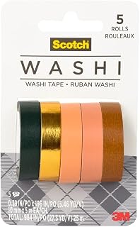 Scotch Washi Tape, Sunset Design, 5 Rolls