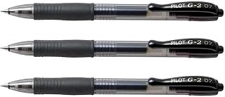Pilot G2 07 Retractable Gel Rollerball Pen 0.7mm Tip 0.38mm Line Refillable BL-G2-7 Ink Color Black (Pack of 3)