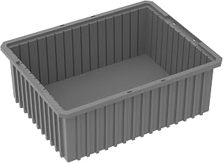 Akro-Mils 33228 Akro-Grid Plastic Slotted Dividable Modu Box Stackable Grid Storage Tote Container, (22-3/8-Inch L x 17-3/8-Inch W x 8-Inch H), (3 Pack), Gray