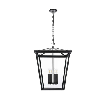 Oxford Four Light Outdoor Pendant Black by Lighting Design – Iron, Black, Model OD334H27BK